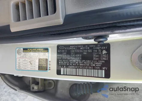 2012 Hyundai Veracruz Limited from USA, damaged, VIN KM8NU4CC9CU181941